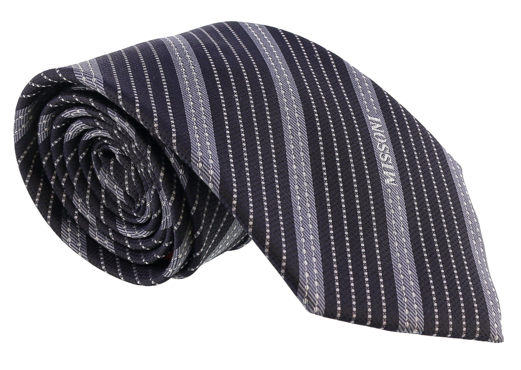 Missoni Multi Stripe Blue/Grey Woven 100% Silk Tie