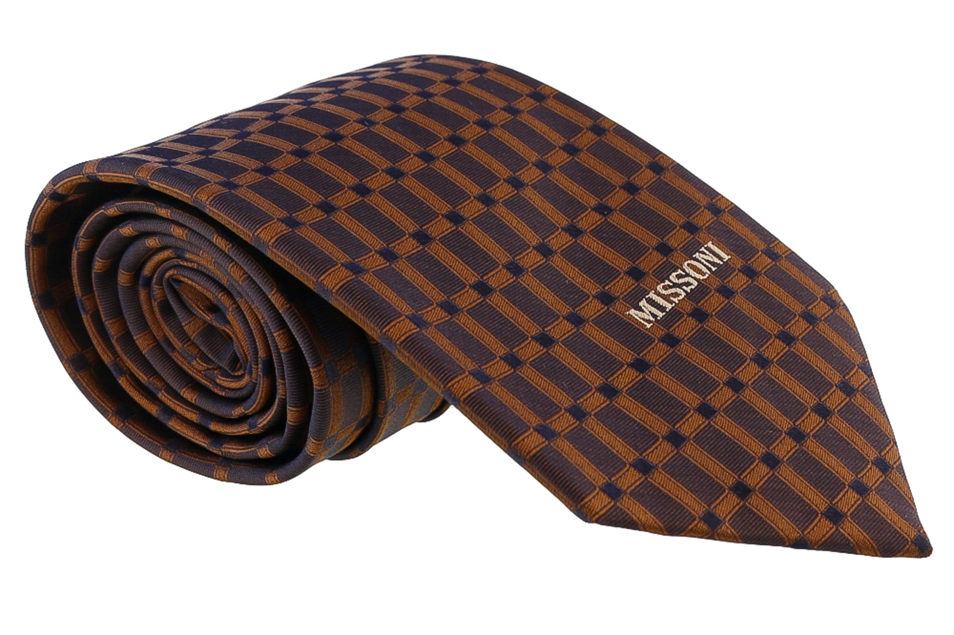 Missoni Grid Brown Woven 100% Silk Tie