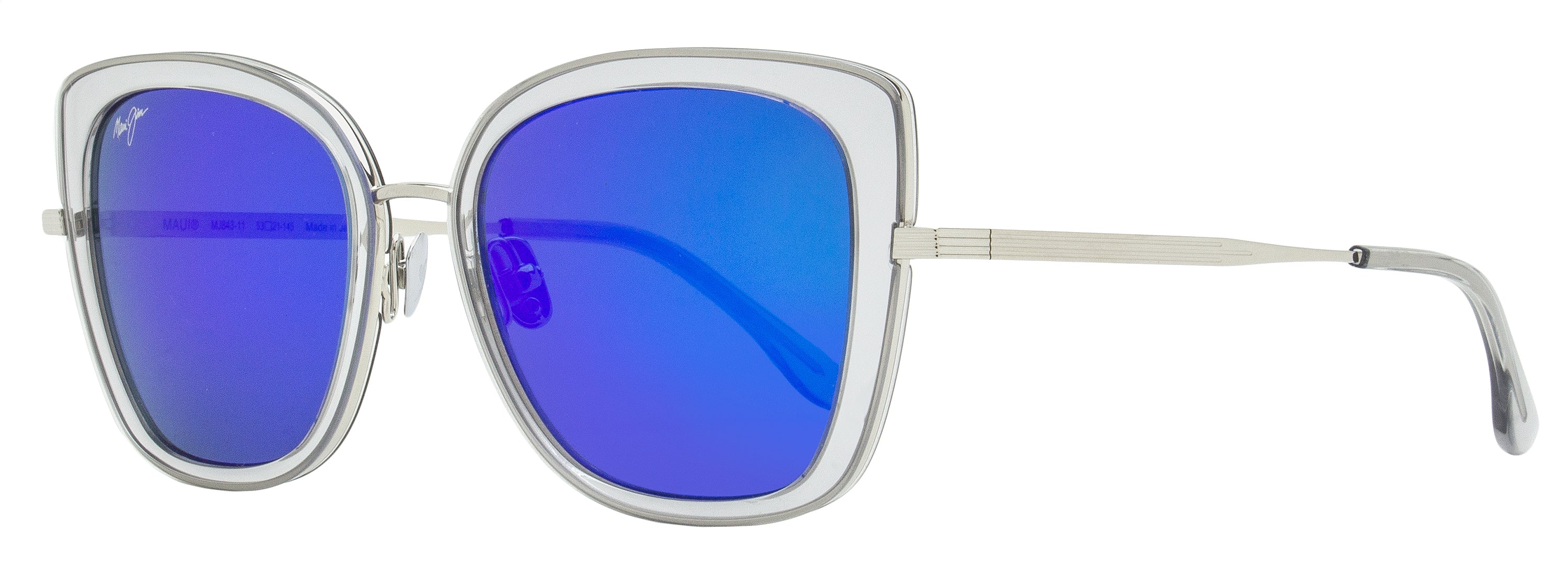 Maui Jim Voilet Lake Sunglasses MJ843 11 Silver/Transparent Gray 53mm Silver Transparent Gray