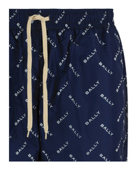 Bally Mens Logo Pattern Swim Trunks