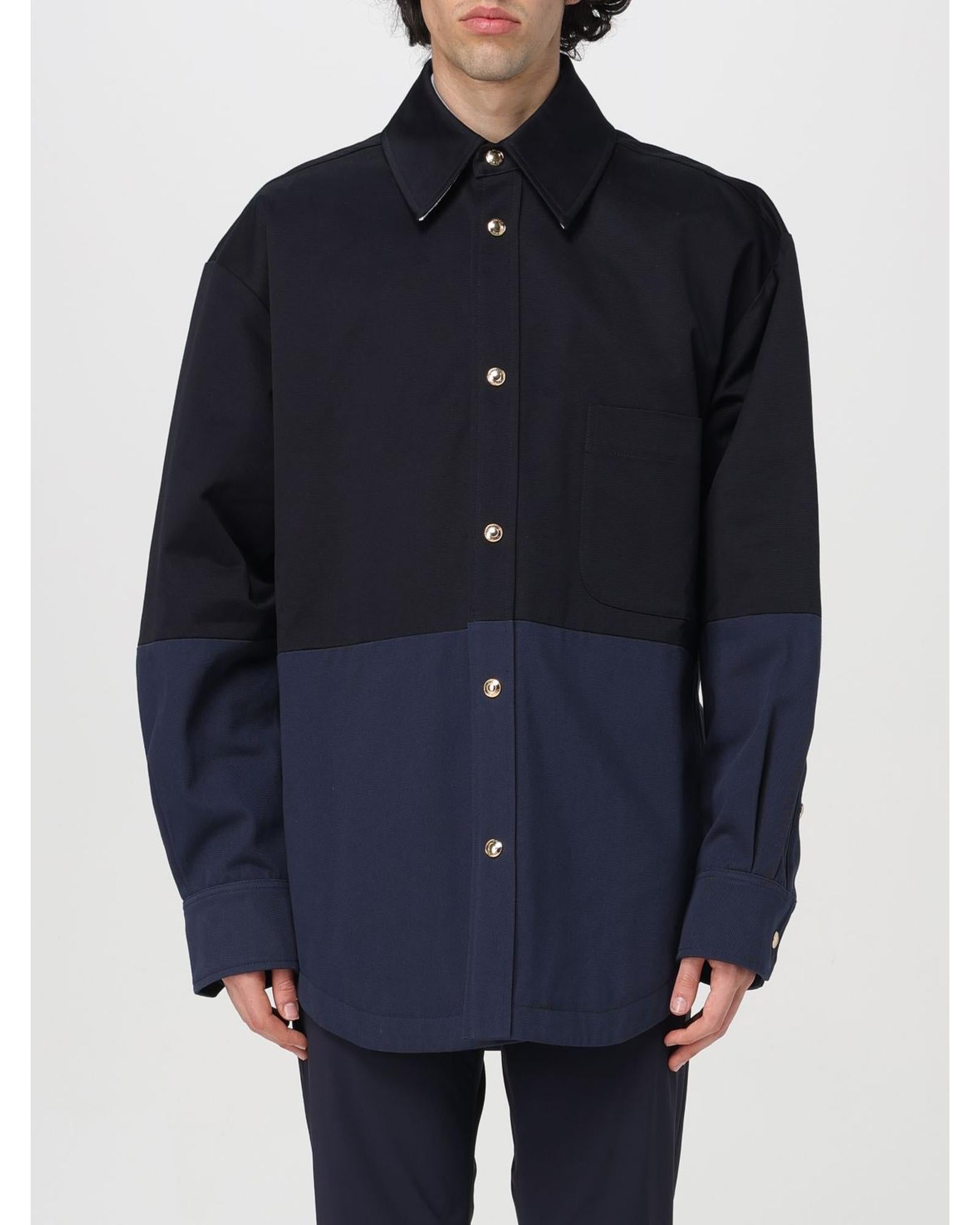 Thom Browne TwoTone Color Block Shirt Men Blue Jackets