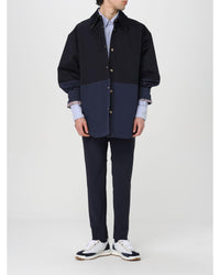Thom Browne TwoTone Color Block Shirt Men Blue Jackets