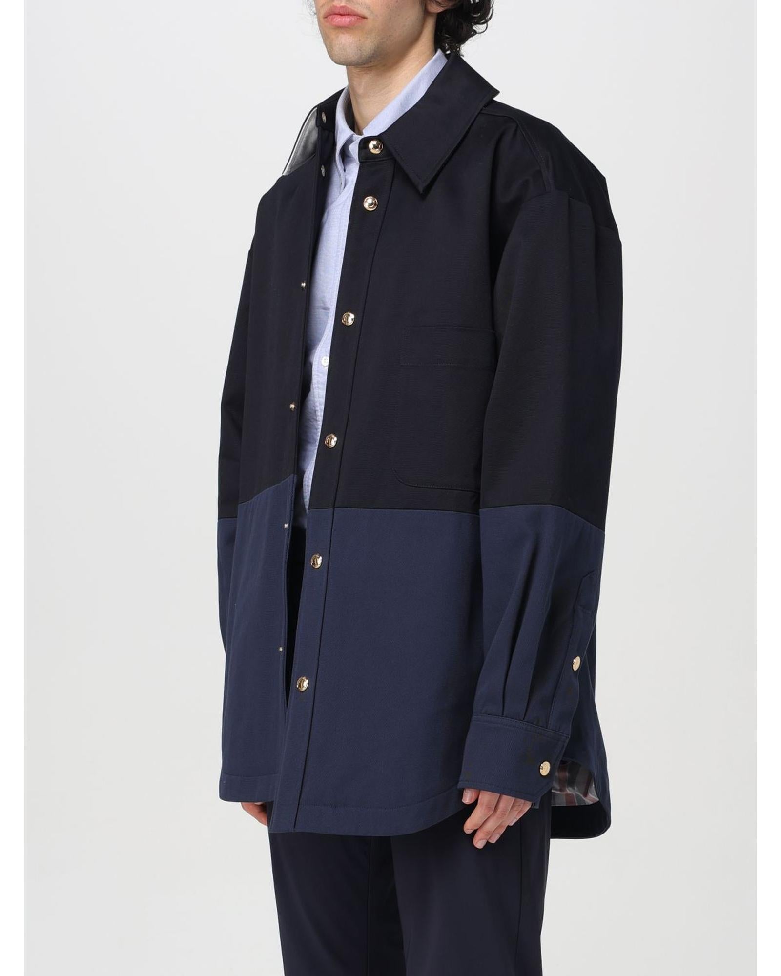 Thom Browne TwoTone Color Block Shirt Men Blue Jackets