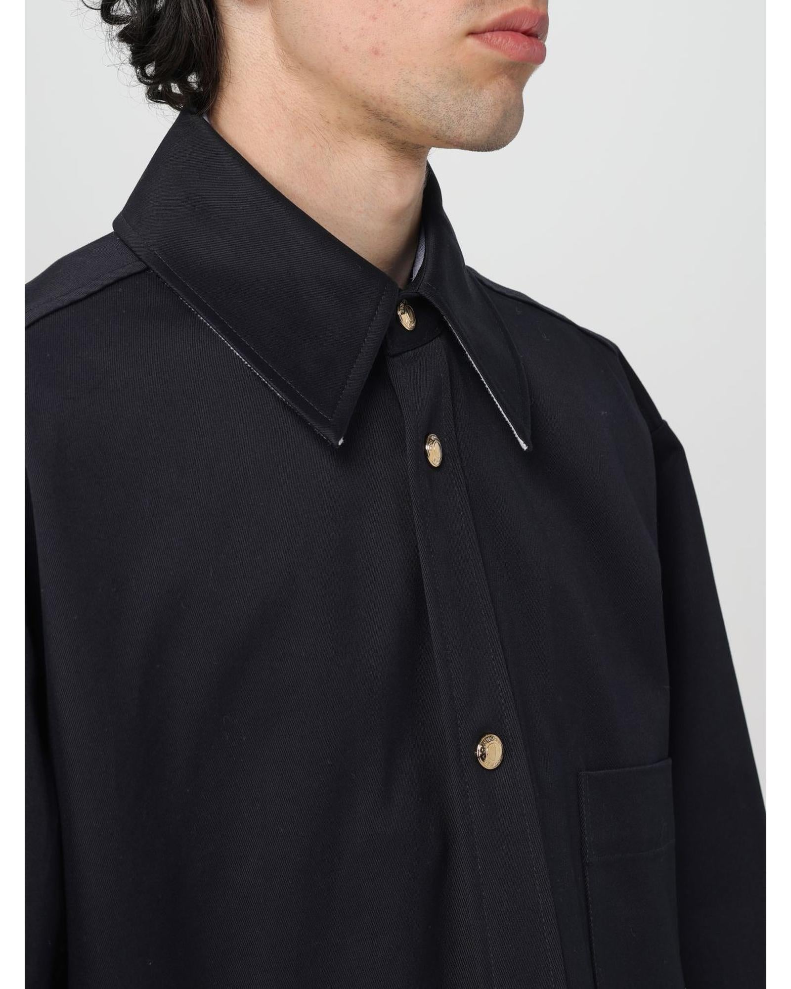 Thom Browne TwoTone Color Block Shirt Men Blue Jackets