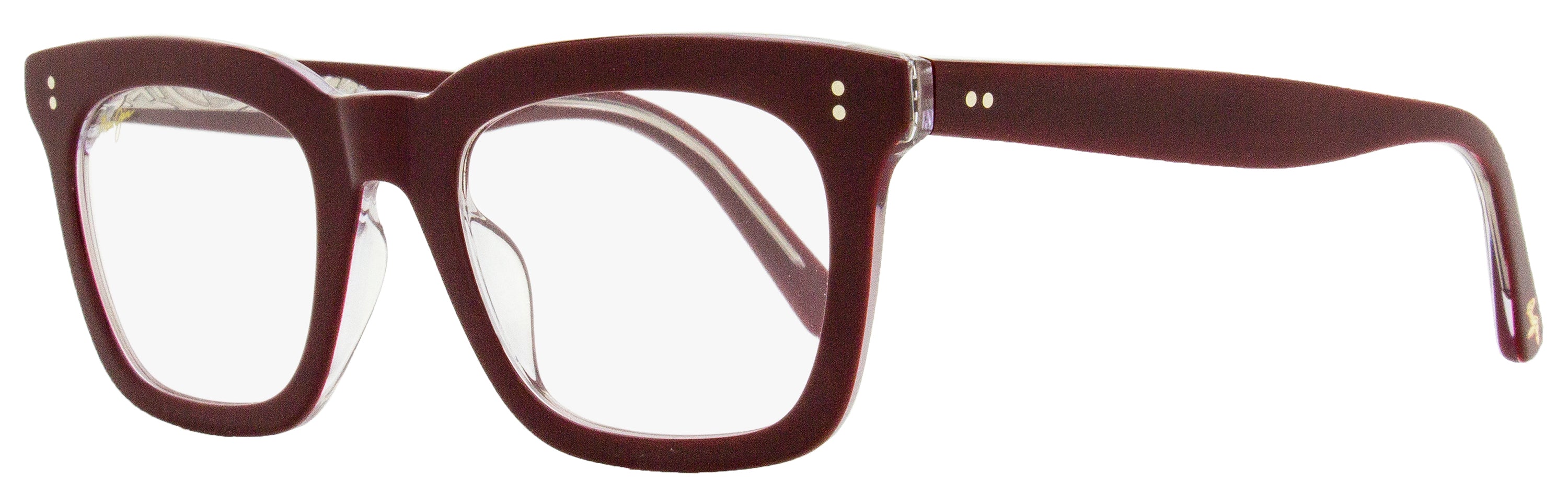 Maui Jim Rectangular Eyeglasses MJO2216 07F Burgundy/Clear 49mm Burgundy Clear