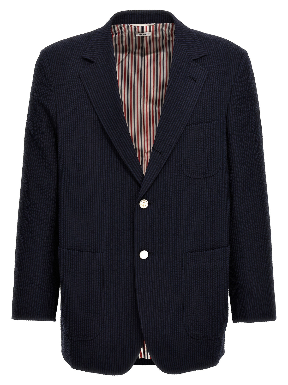 Thom Browne Men Single-Breasted Seersucker Blazer