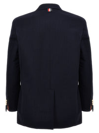 Thom Browne Men Single-Breasted Seersucker Blazer