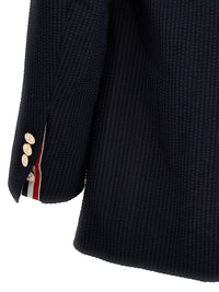 Thom Browne Men Single-Breasted Seersucker Blazer