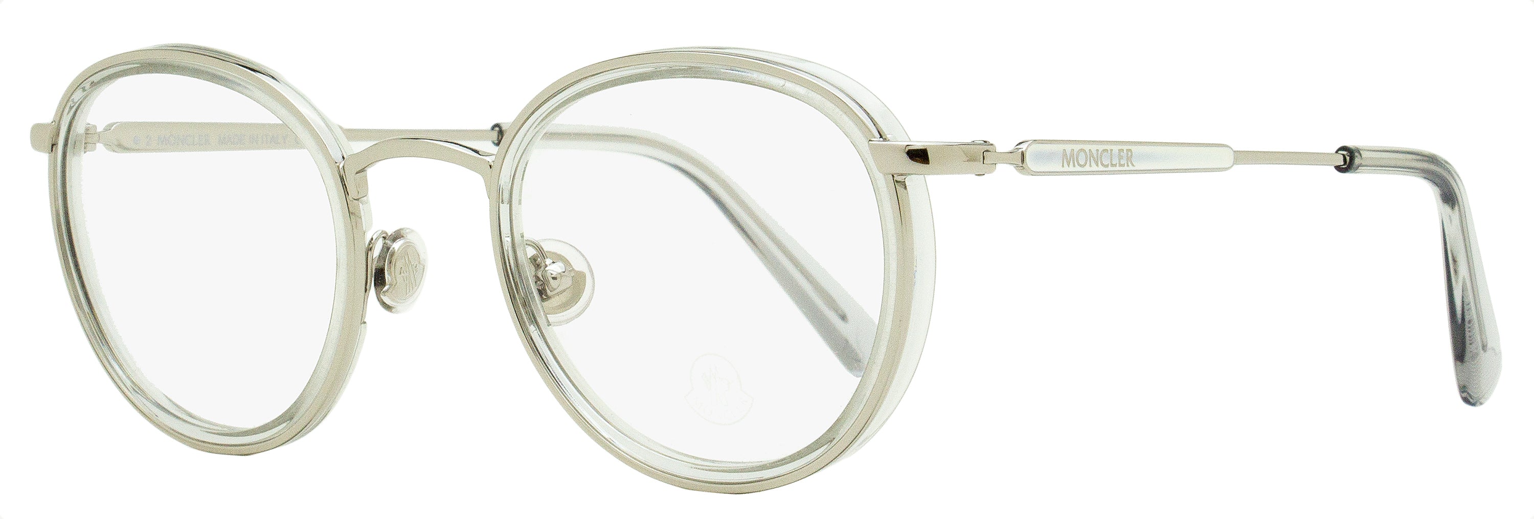Moncler Oval Eyeglasses ML5153 020 Palladium/Crystal 49mm Palladium Crystal