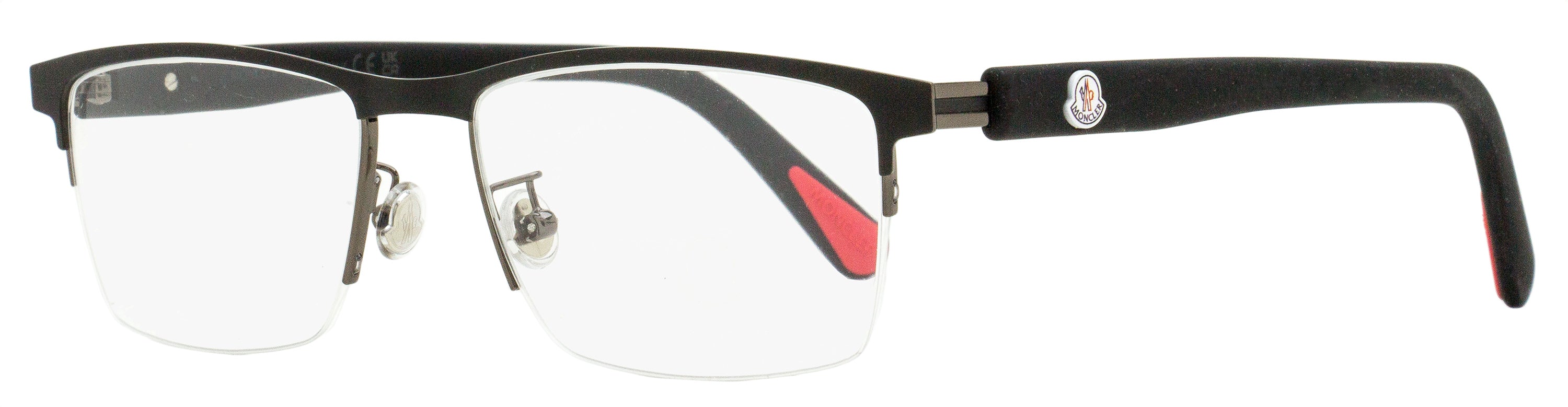 Moncler Semi-Rimless Eyeglasses ML5164H 002 Matte Black 54mm Matte Black