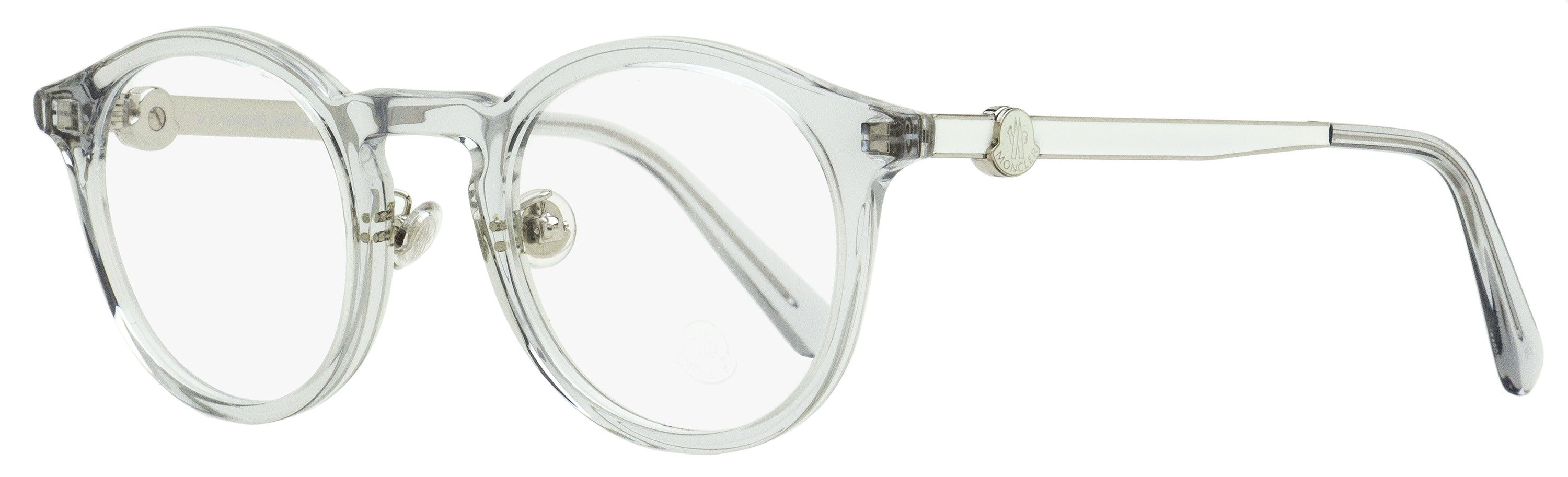Moncler Round Eyeglasses ML5175H 020 Transparent Gray 49mm Transparent Gray
