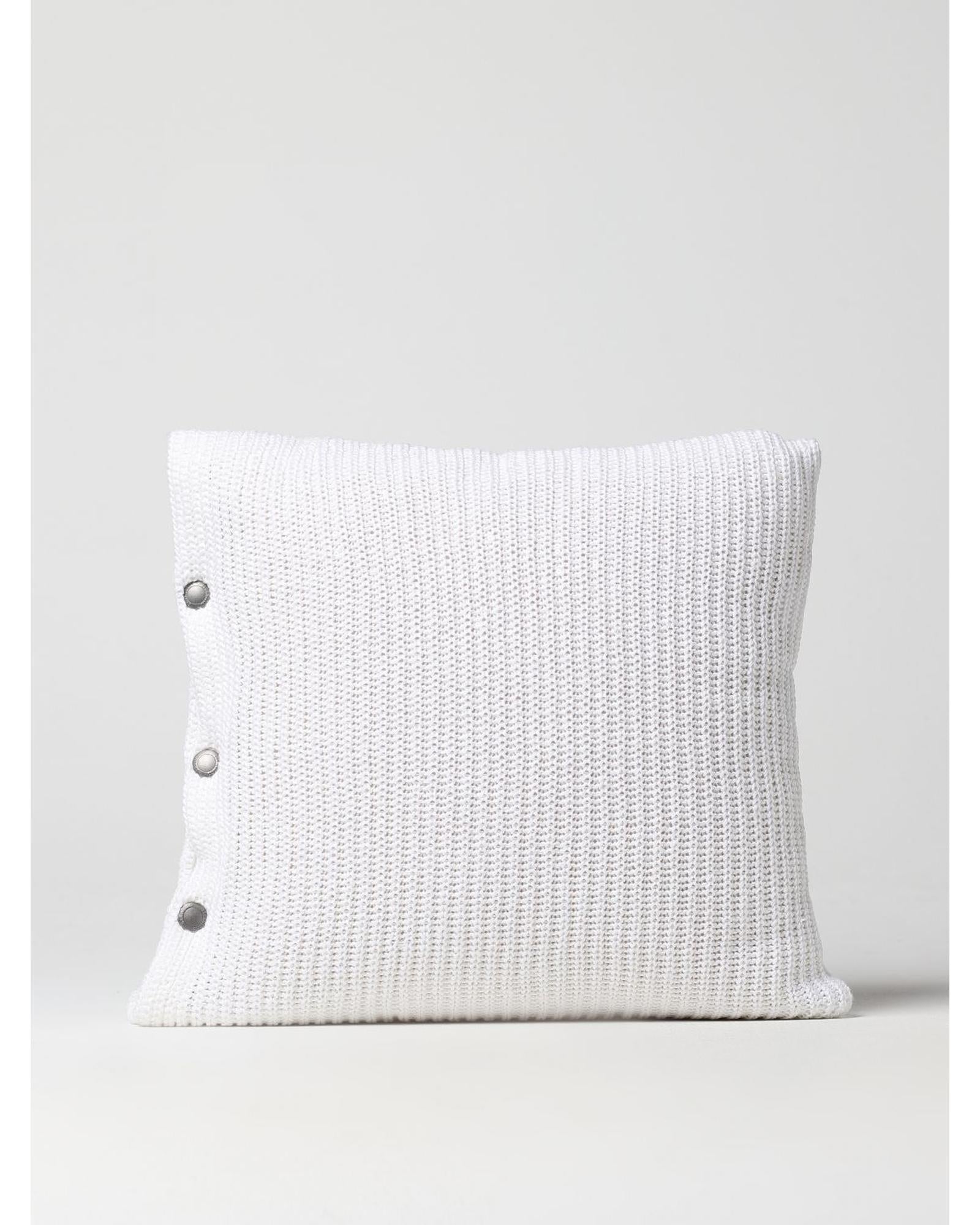Brunello Cucinelli Knit Cotton Decorative Pillow Home White Cushions & Decorative Pillows