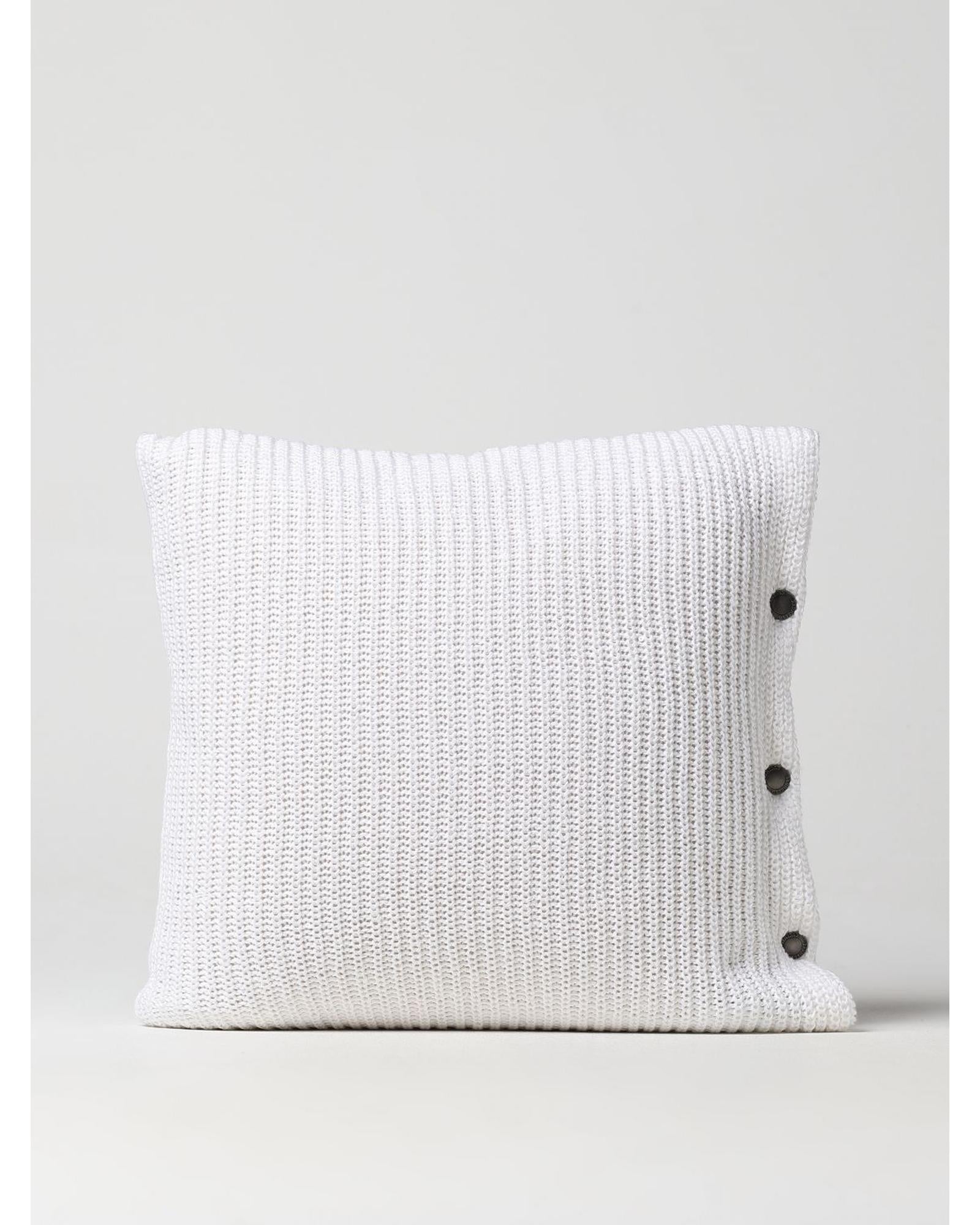 Brunello Cucinelli Knit Cotton Decorative Pillow Home White Cushions & Decorative Pillows