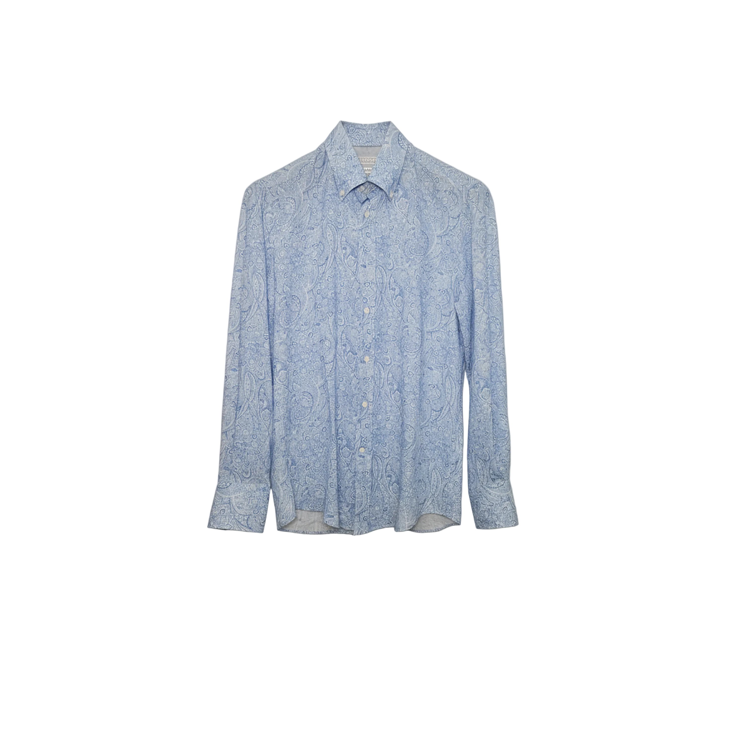 Brunello Cucinelli Mens Floral & Paisley Blue Shirt