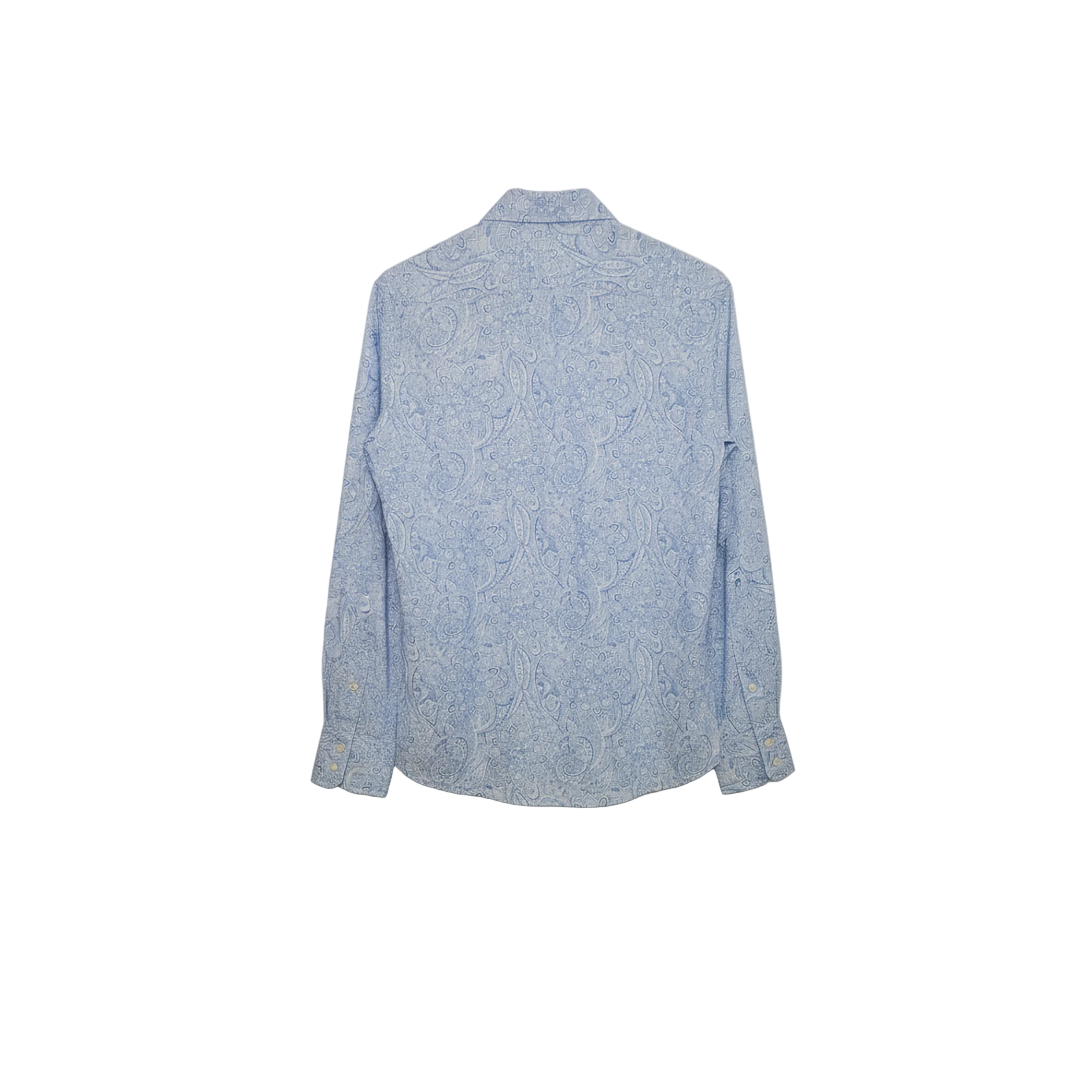 Brunello Cucinelli Mens Floral & Paisley Blue Shirt