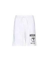 Moschino Couture Logo Print Cotton Shorts Men White