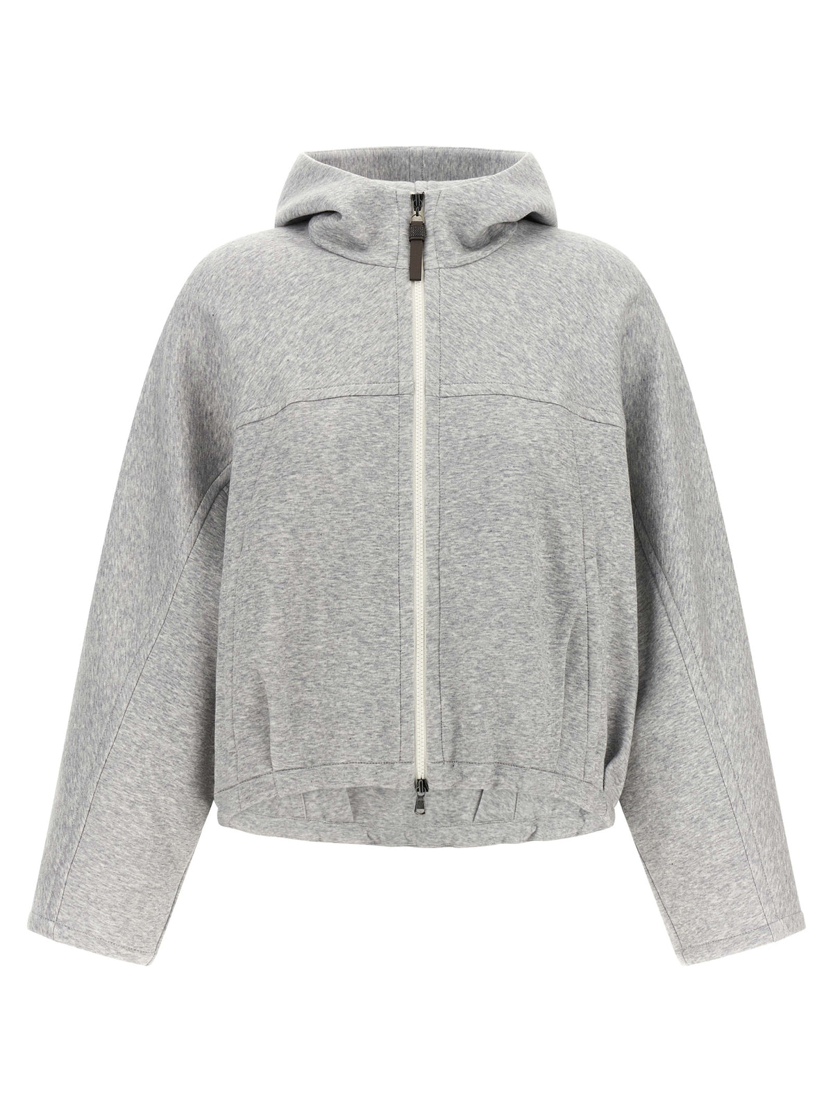 Brunello Cucinelli Women 'Shiny Zipper Pull' Cropped Hoodie