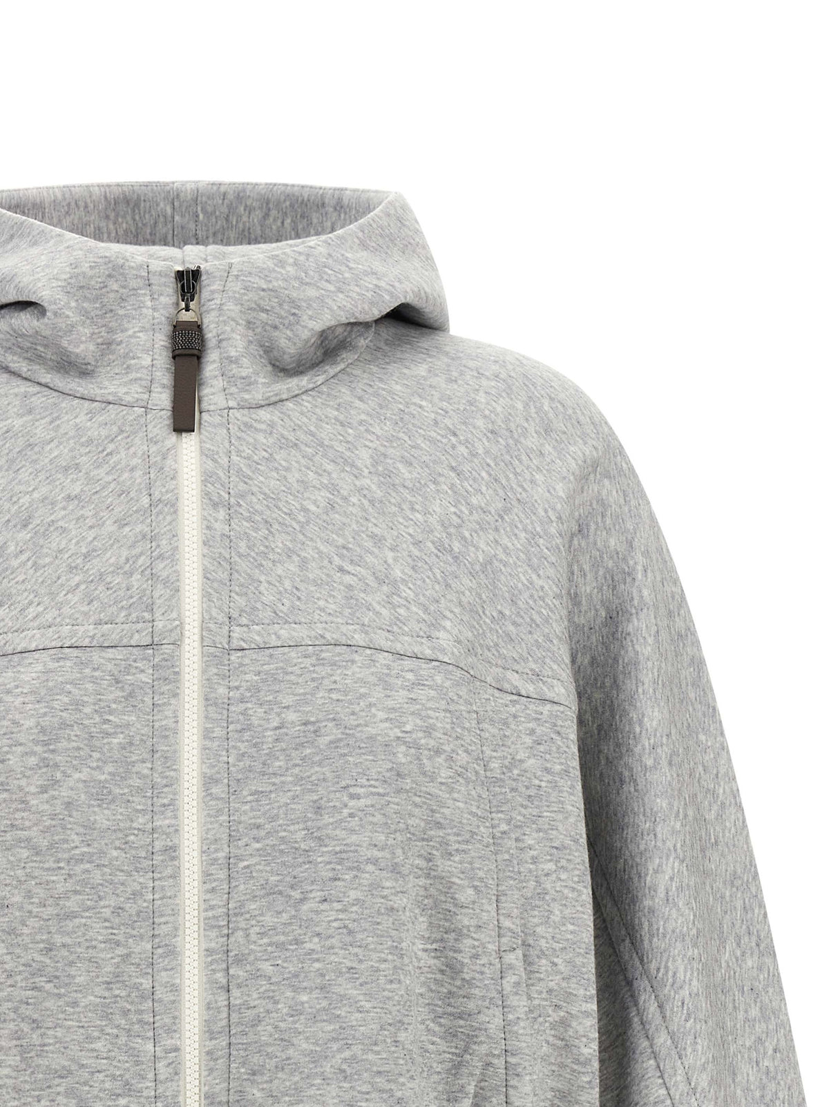 Brunello Cucinelli Women 'Shiny Zipper Pull' Cropped Hoodie