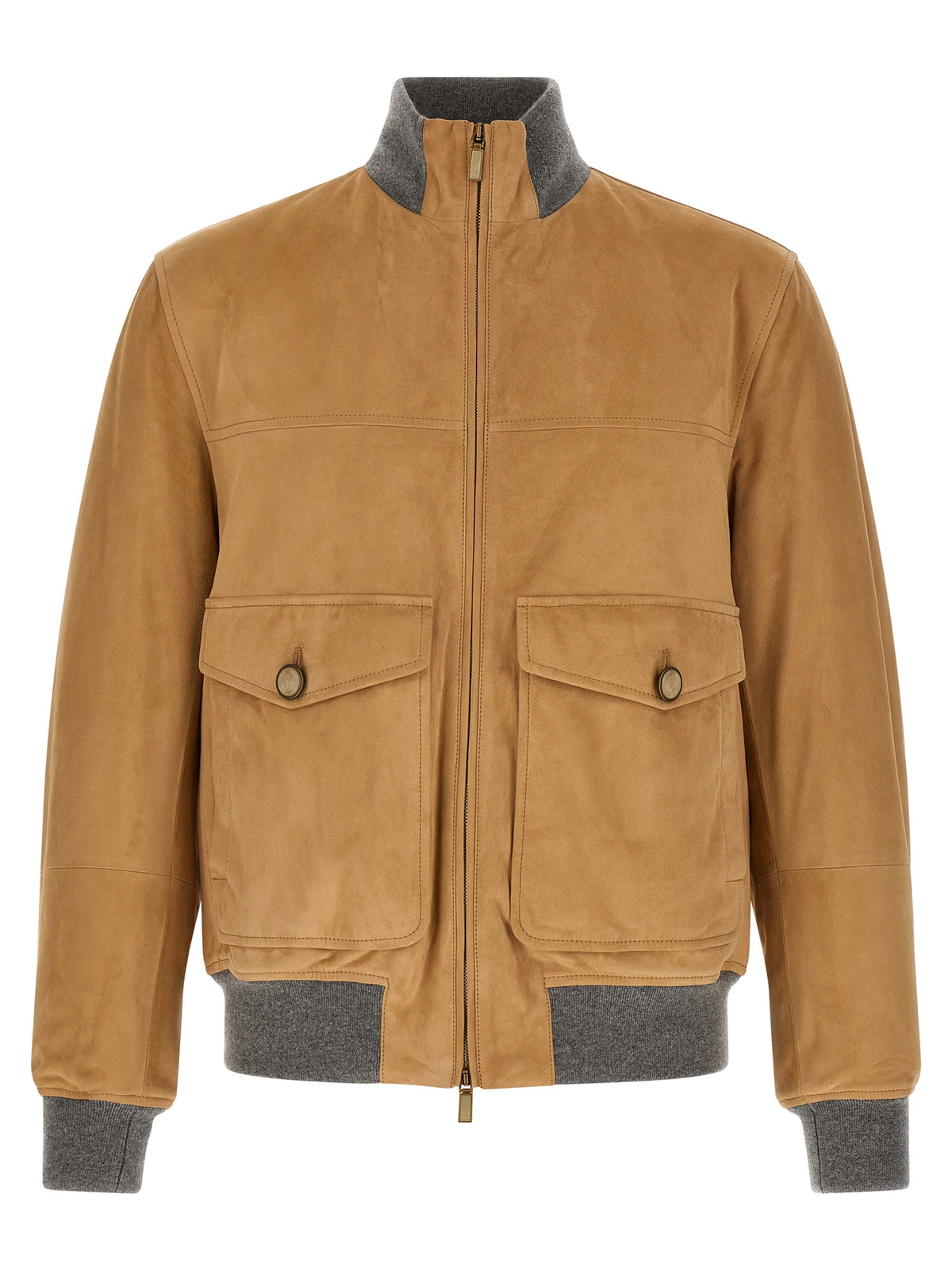 Brunello Cucinelli Men Padded Suede Bomber Jacket