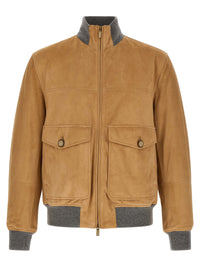 Brunello Cucinelli Men Padded Suede Bomber Jacket