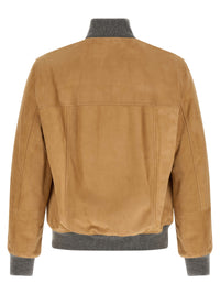 Brunello Cucinelli Men Padded Suede Bomber Jacket