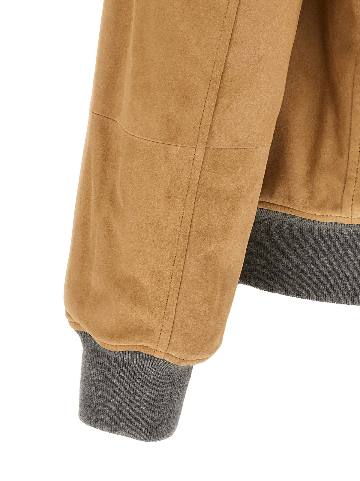 Brunello Cucinelli Men Padded Suede Bomber Jacket