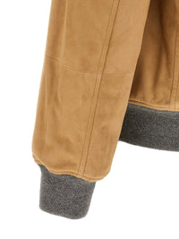 Brunello Cucinelli Men Padded Suede Bomber Jacket