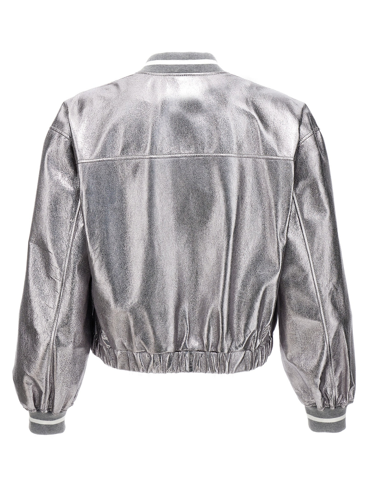 Brunello Cucinelli Women Laminated Leather Bomber Jacket