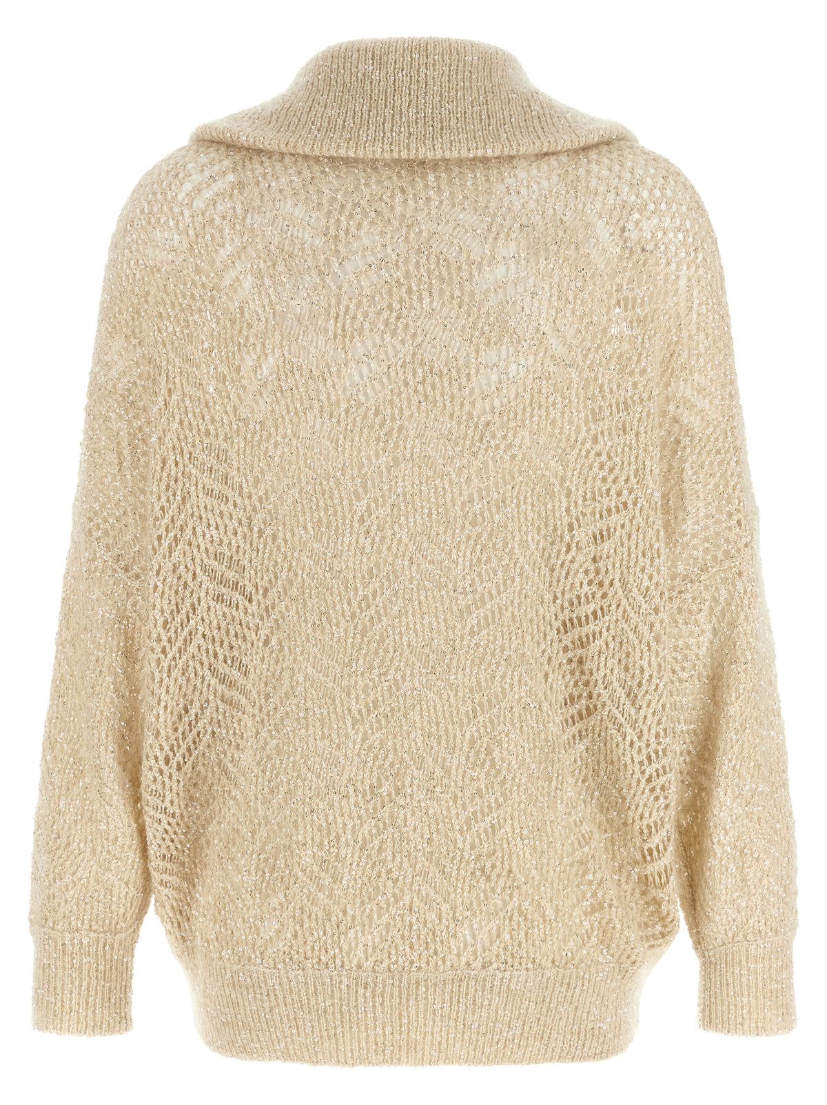 Brunello Cucinelli Women Beige 'Dazzling Abstract Leaf' Cardigan