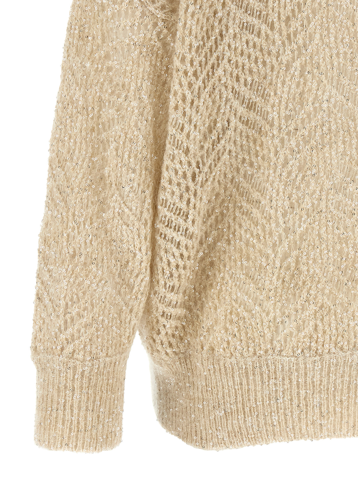 Brunello Cucinelli Women Beige 'Dazzling Abstract Leaf' Cardigan
