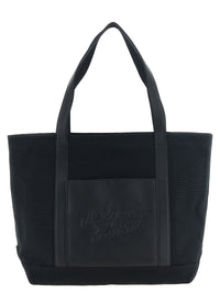 Maison Kitsune Men Canvas And Large Leather Shopping Bag