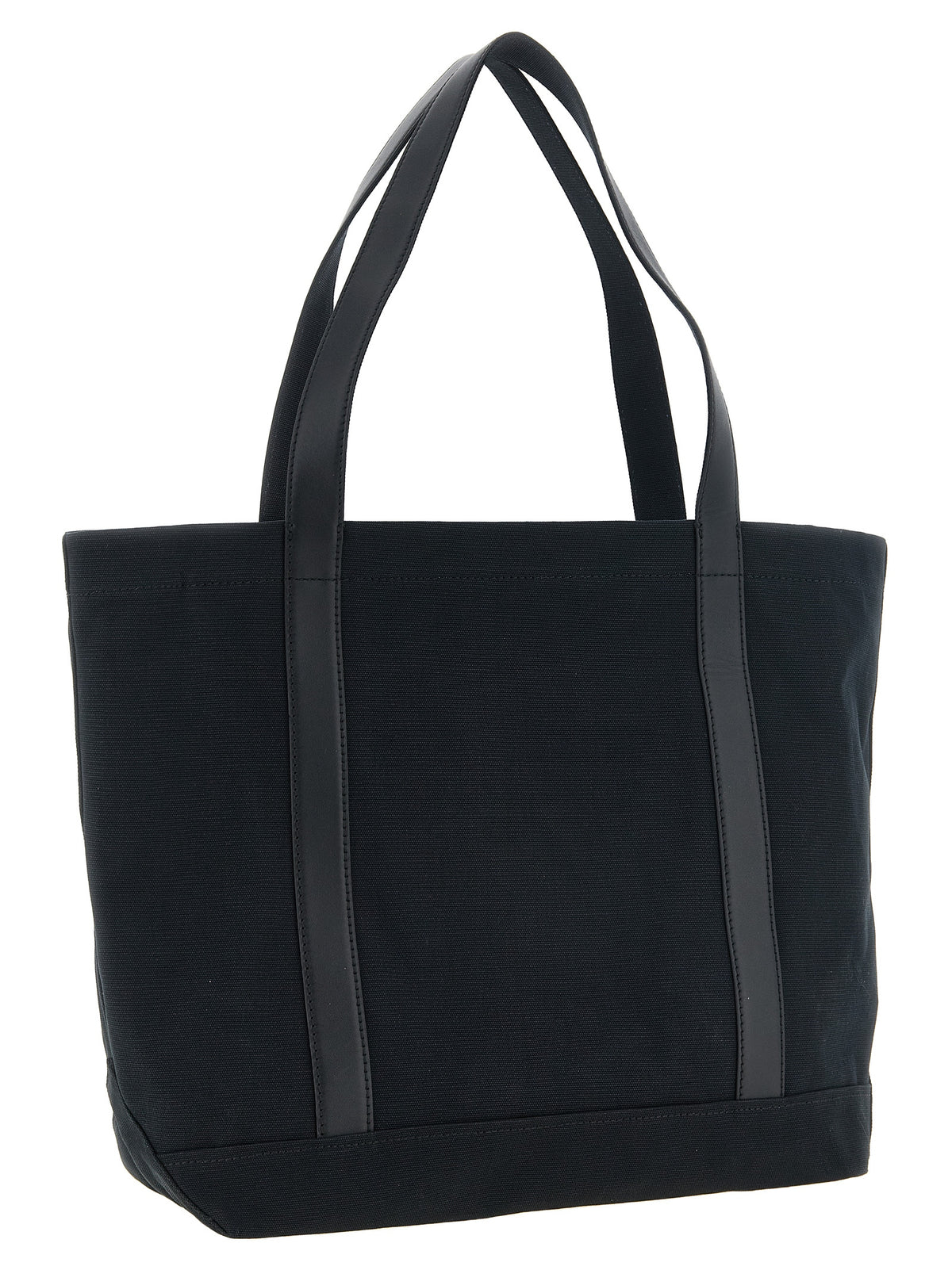 Maison Kitsune Men Canvas And Large Leather Shopping Bag