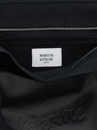 Maison Kitsune Men Canvas And Large Leather Shopping Bag