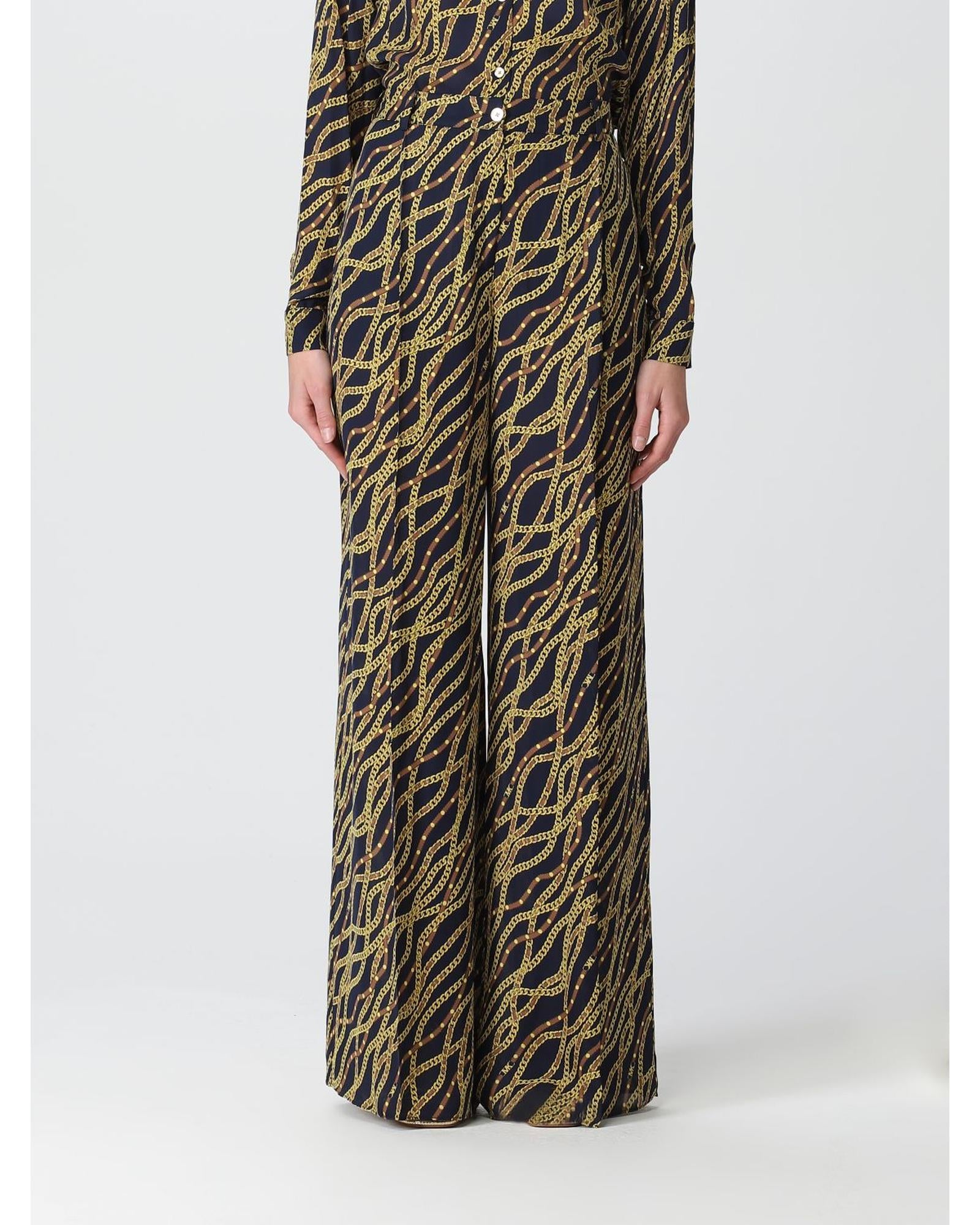 Michael Kors Chain Print Wide Leg Pants Women Blue