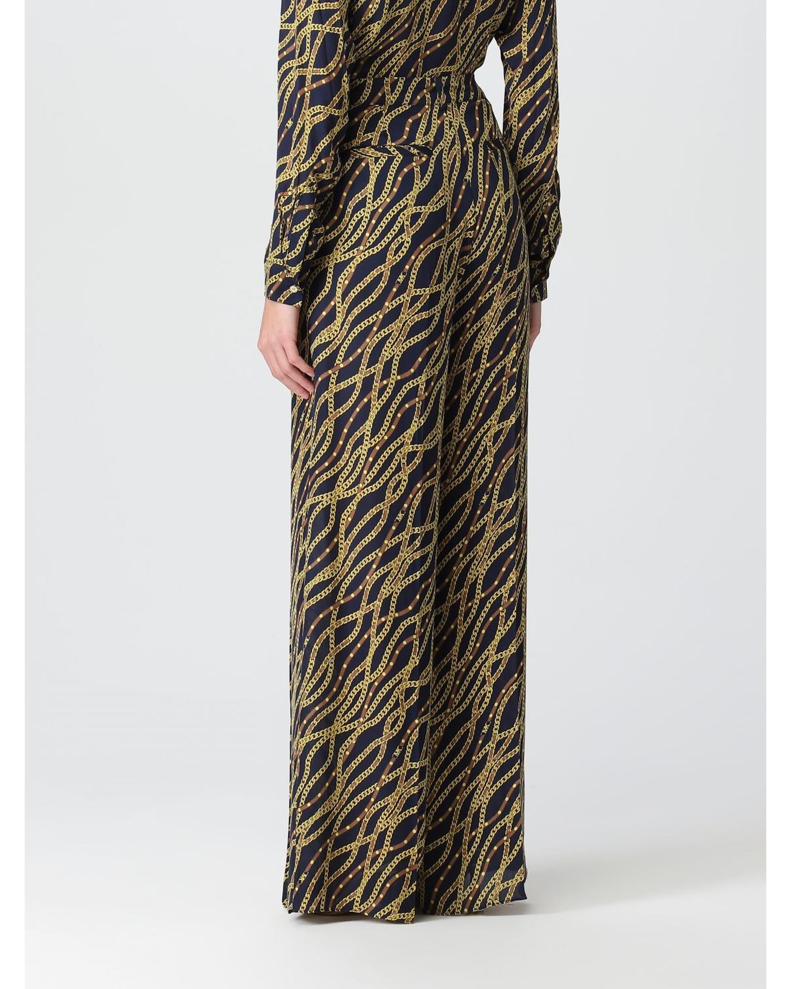Michael Kors Chain Print Wide Leg Pants Women Blue