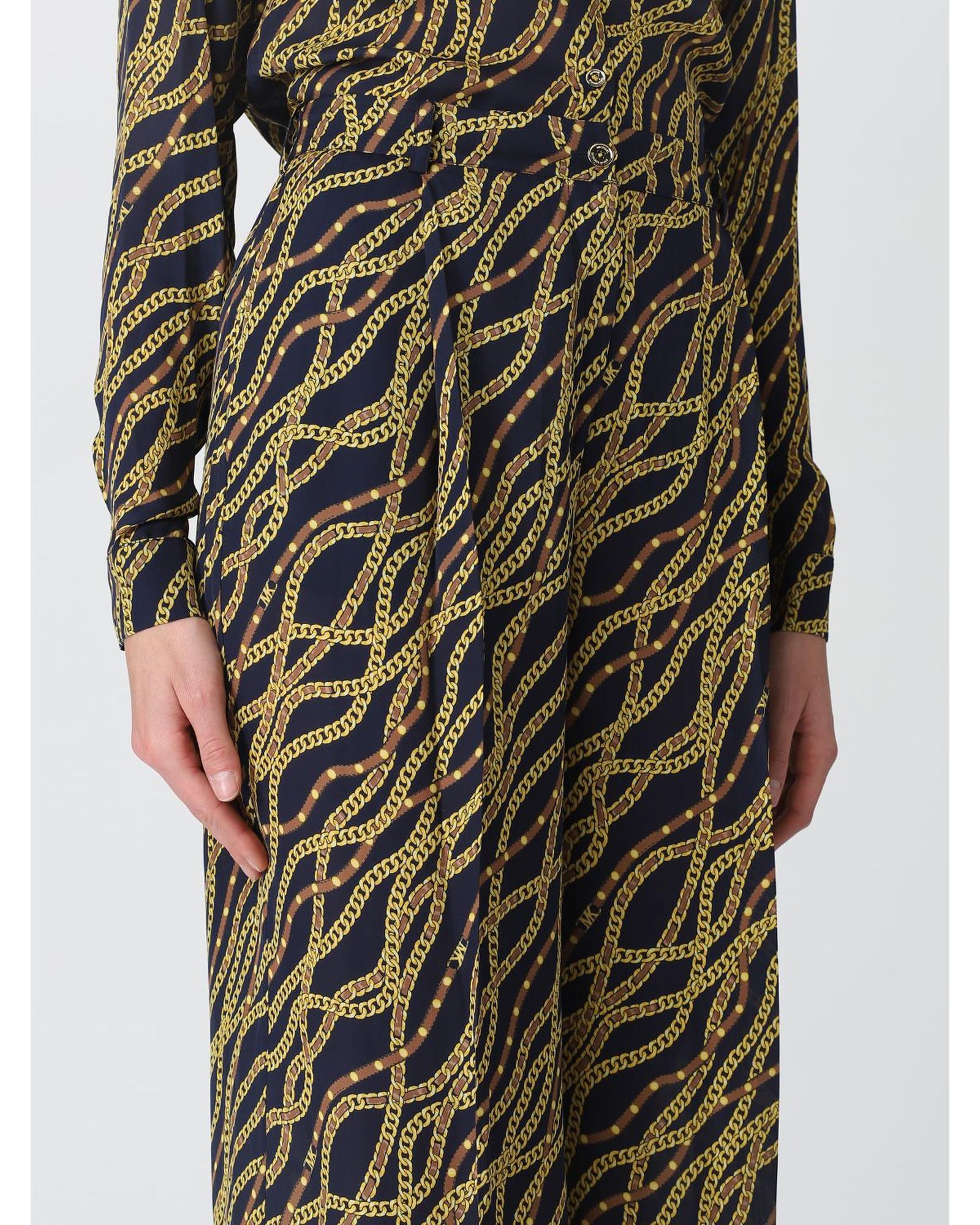 Michael Kors Chain Print Wide Leg Pants Women Blue