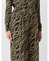 Michael Kors Chain Print Wide Leg Pants Women Blue