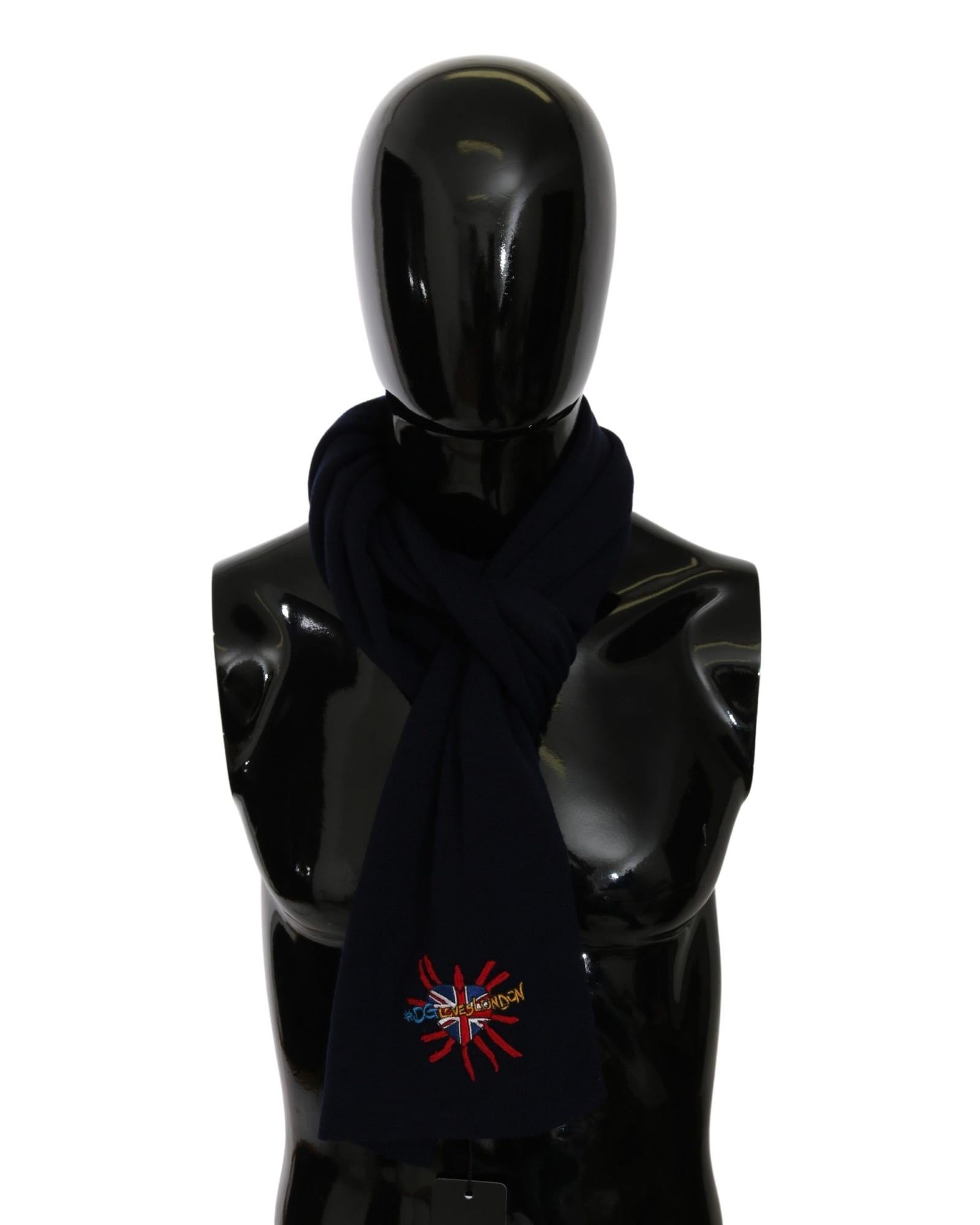 Dolce & Gabbana  Loves London Scarf Navy Blue 100% Wool