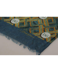 Dolce & Gabbana Black Silk Scarf with Crown and Geometric Pattern