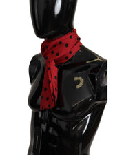 Dolce & Gabbana Silk Shawl Neck Wrap Scarf - Red Polka Dot