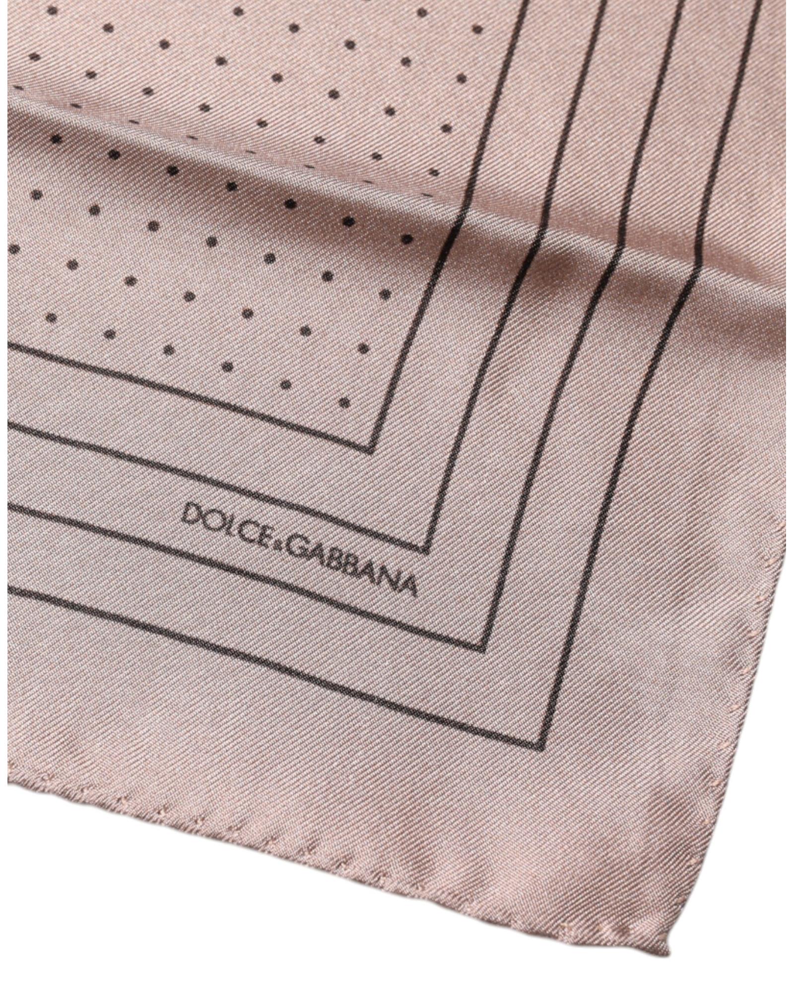 Dolce & Gabbana Silk Pocket Square Polka Dot Design Men Pink Scarves & Shawls