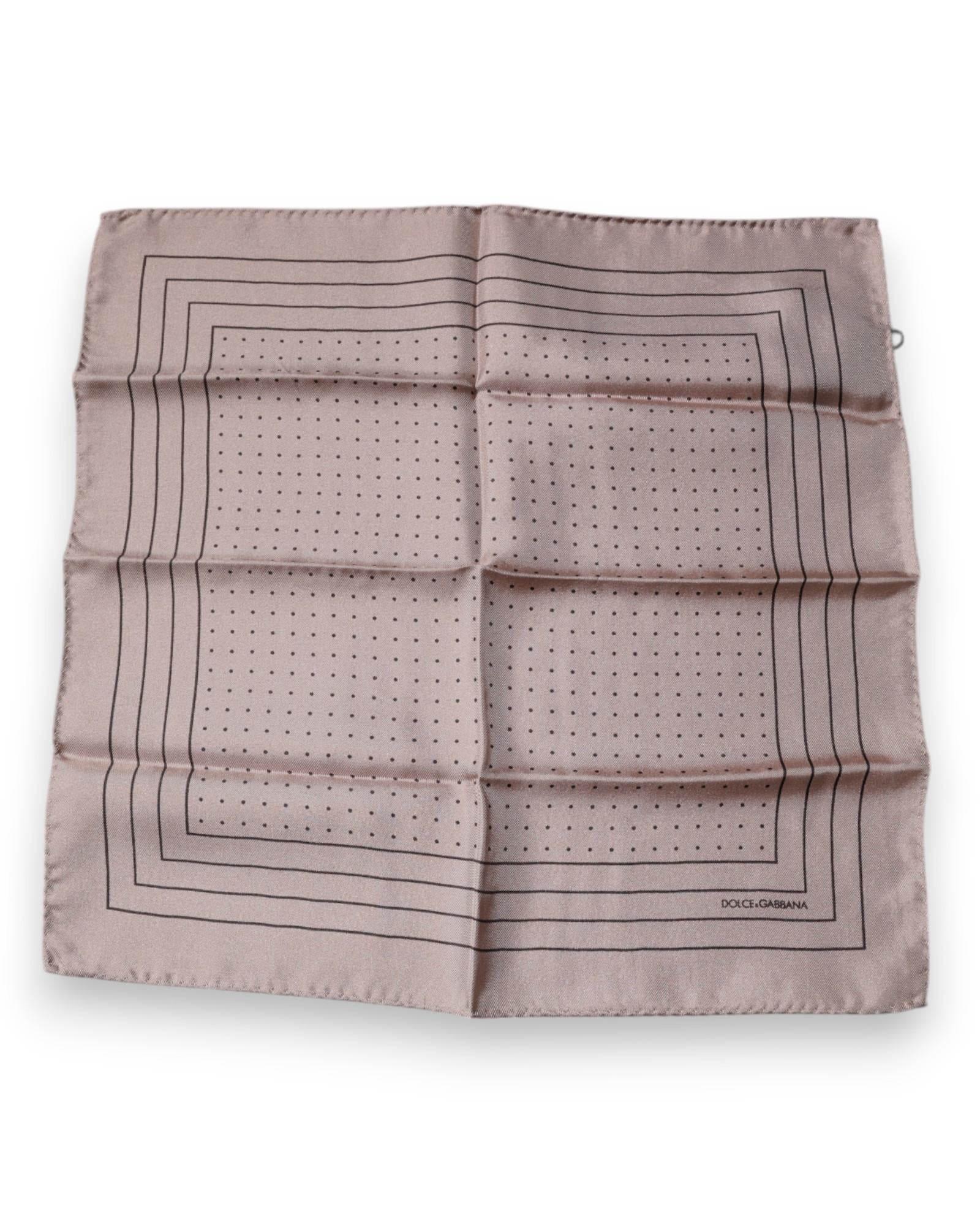Dolce & Gabbana Silk Pocket Square Polka Dot Design Men Pink Scarves & Shawls
