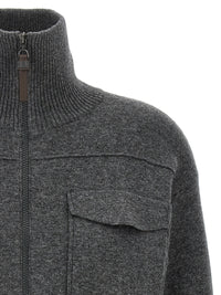 Brunello Cucinelli Women 'Shiny Zipper Pull' Wool Cardigan