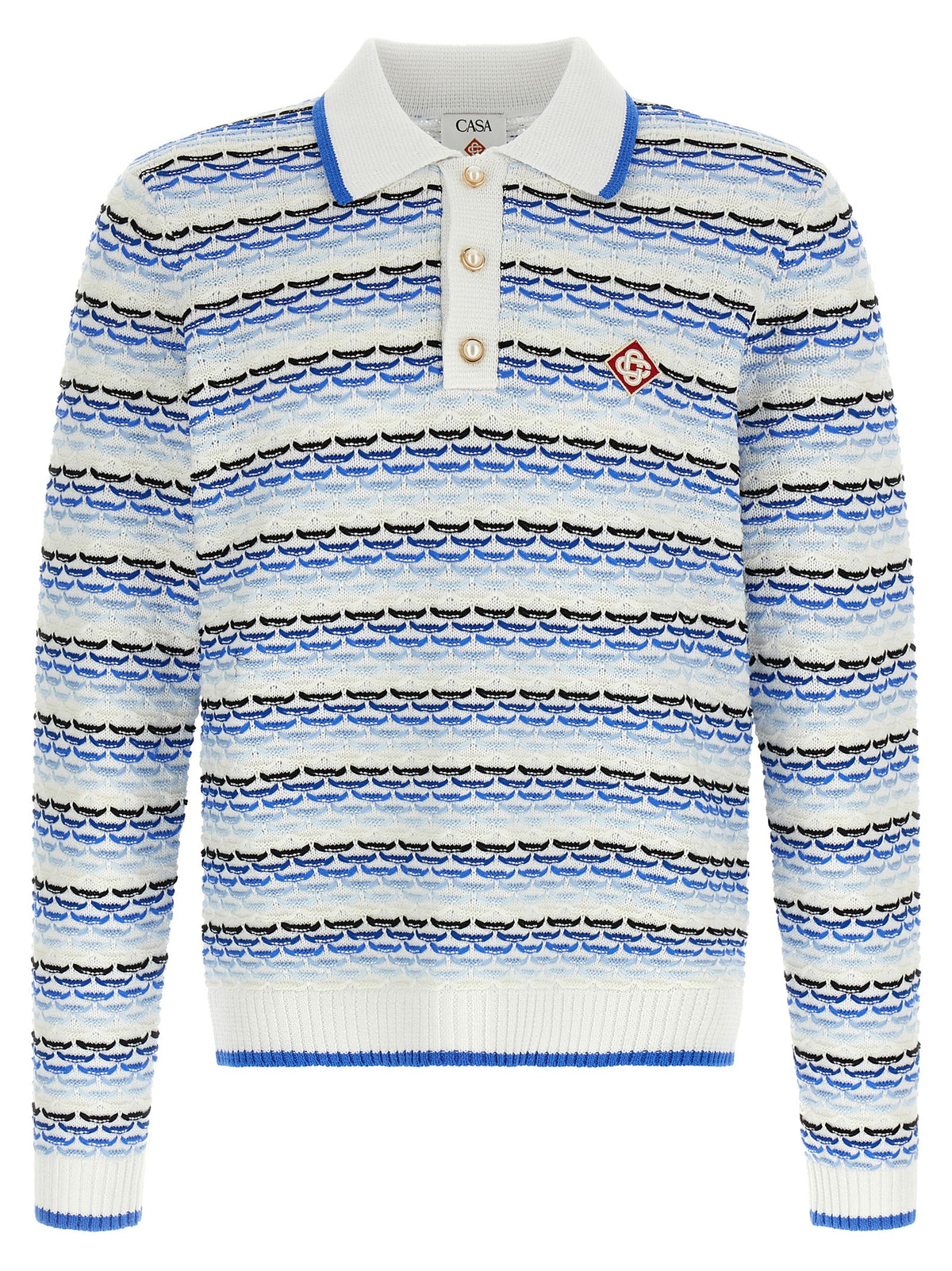 CASABLANCA Casablanca Men 'Tuck Stitch Long Sleeve' Polo Shirt