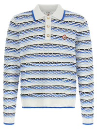 CASABLANCA Casablanca Men 'Tuck Stitch Long Sleeve' Polo Shirt