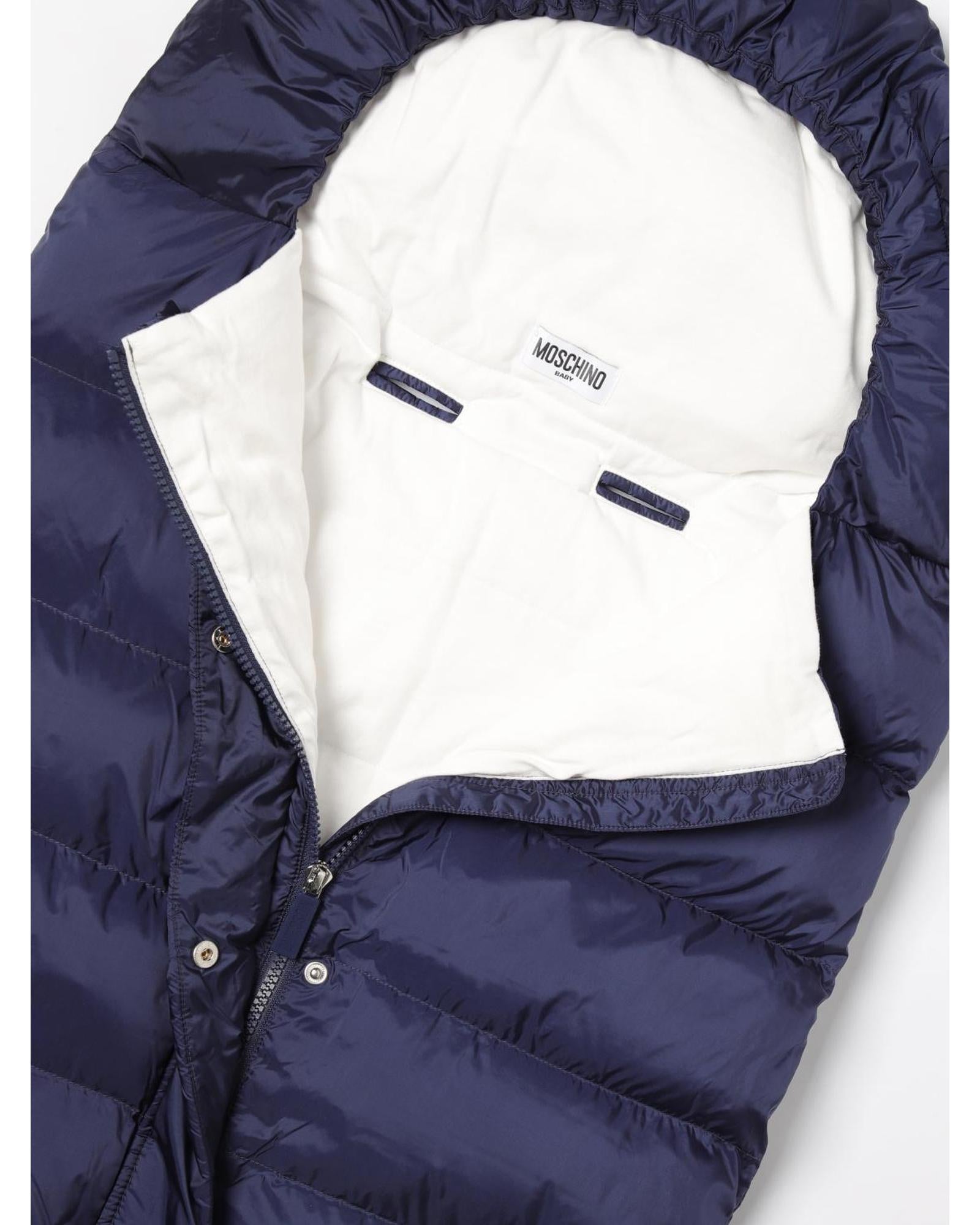Moschino Baby Sleeping Bag Hooded Puffer Kids Navy Blanket Sets
