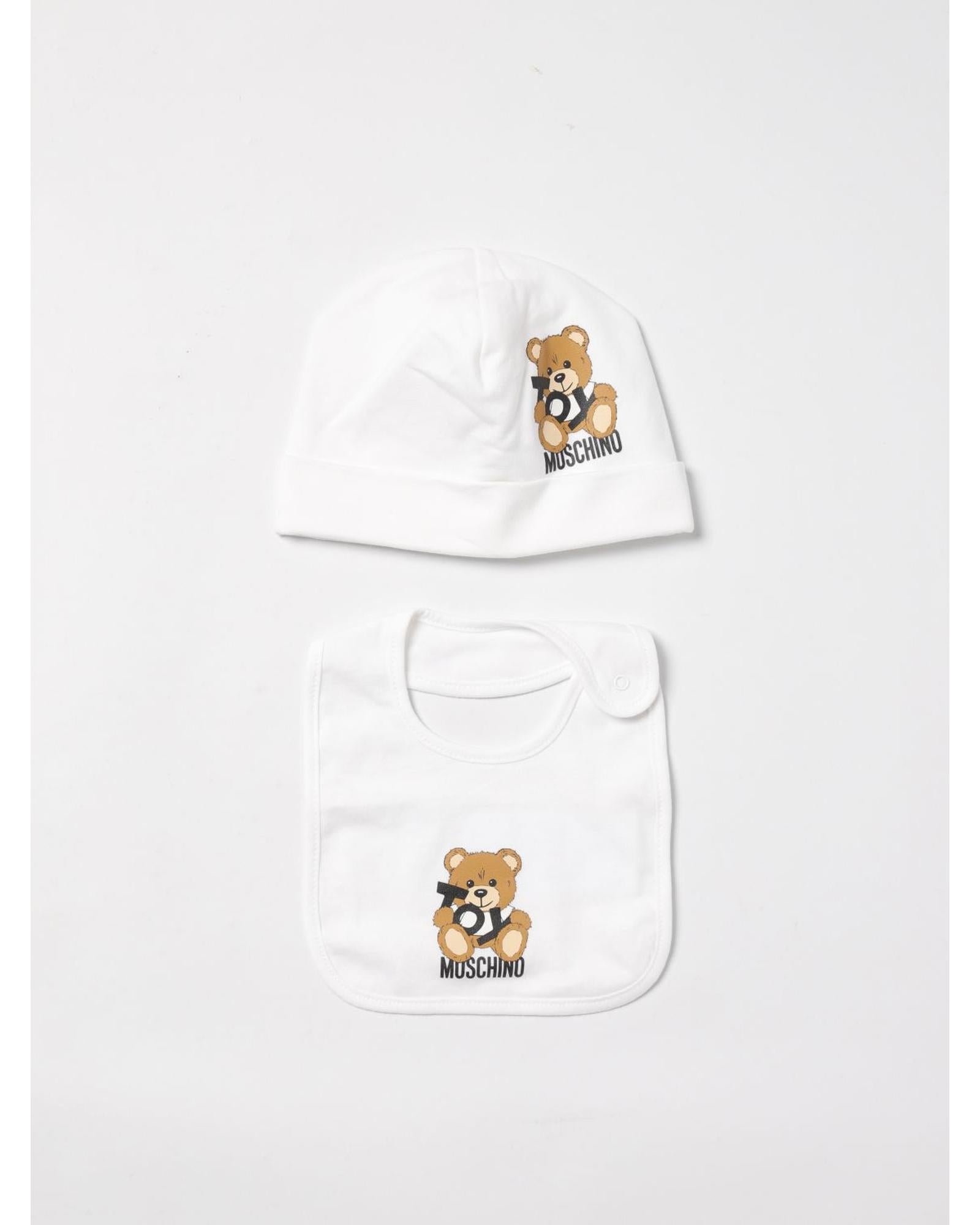 Moschino Baby Hat Bib Set Teddy Bear Kids White Blanket Sets