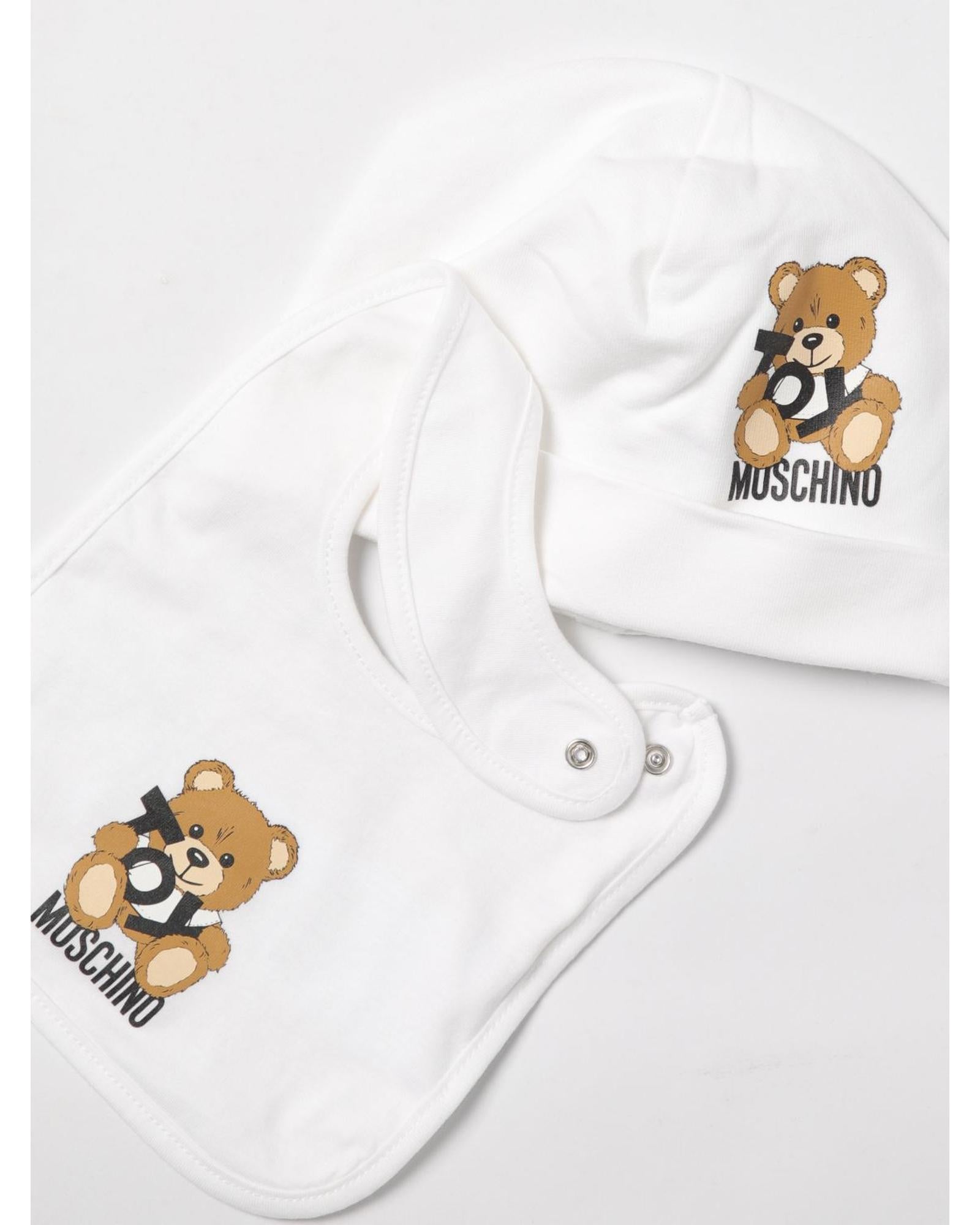 Moschino Baby Hat Bib Set Teddy Bear Kids White Blanket Sets
