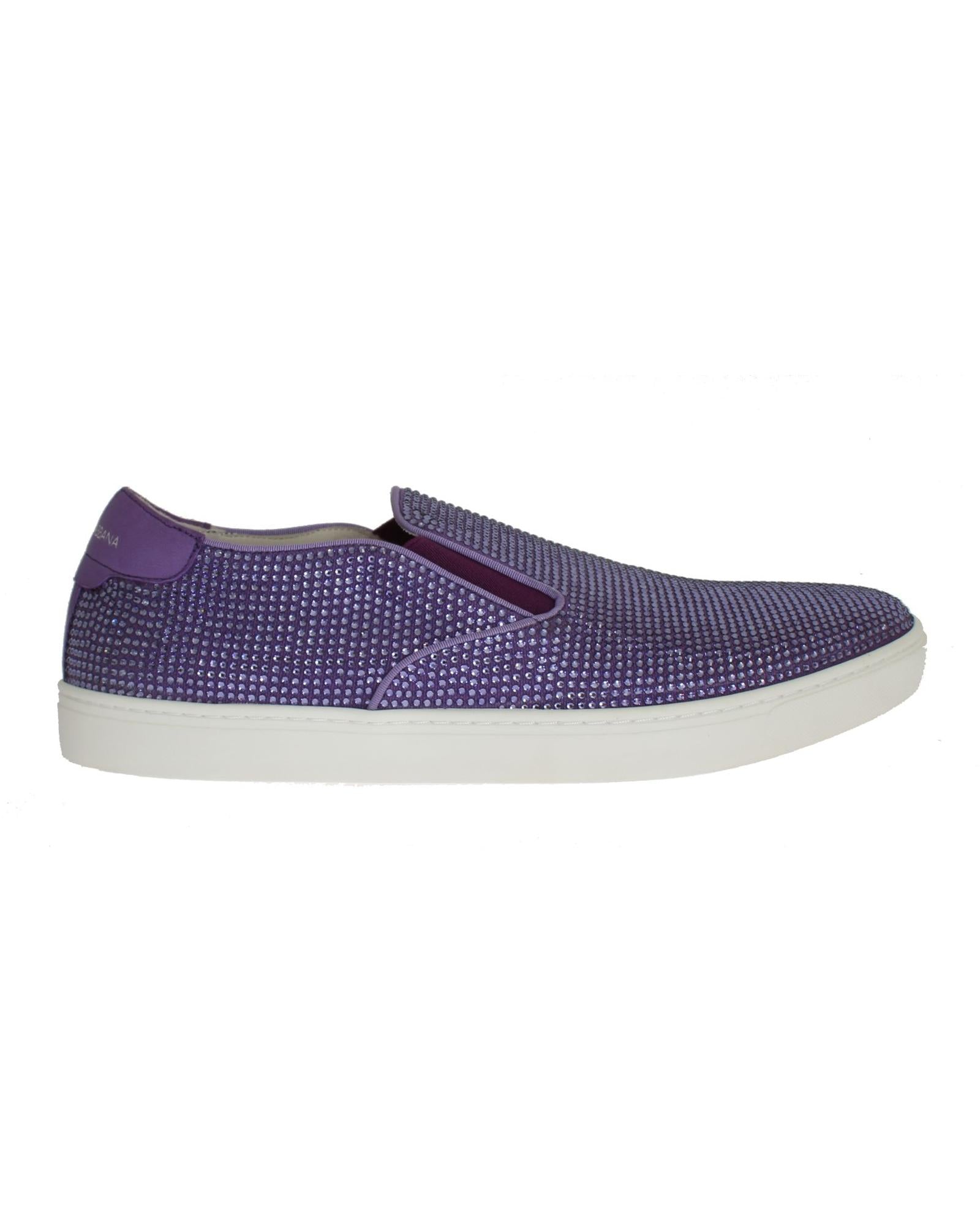 Dolce & Gabbana Strass Fashion Sneakers with Robust Rubber Soles 44 Purple