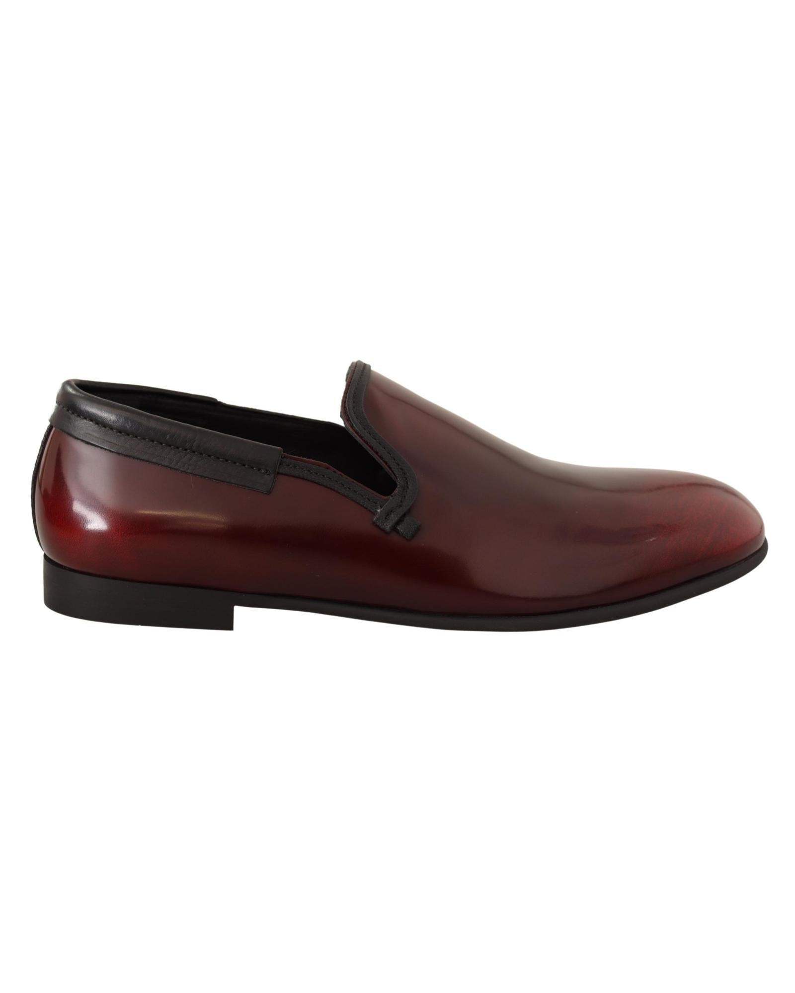 Dolce & Gabbana Burgundy Leather Loafers for Men 7 Bordeaux